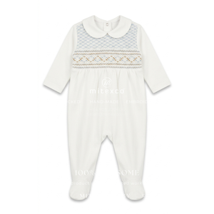 Mameluco de Bebé Premium 100% Algodón con Bordado a Mano, Manga Larga, con Pies, para Recién Nacido, Estilo Boutique - Product Image 1