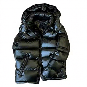 Blouson matelassé noir à capuche pour homme, rembourré de duvet, fermeture éclair, manteau d'hiver décontracté, coque en nylon, coupe classique 2026 - Product Image 1