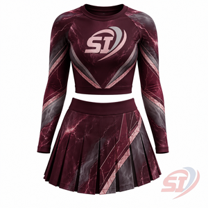 Uniforme de cheerleading personnalisé en gros pour femmes, à manches longues et jupe plissée, pour performance d'équipe, Forest Gold Vector, Fabricant OEM ODM - Product Image 1