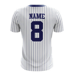 T-shirt de baseball rayé tendance pour homme, manches courtes, col rond, maillot de sport par sublimation, impression logo avant, coupe classique - Product Image 2