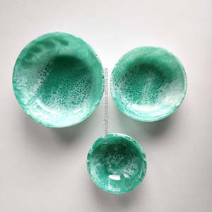 Kiswah Craft's Hot Selling Green Swirl Pattern Resin Salad Bowl Serving <b>Set</b> for Decoration Light Storage Tableware Packaged - Product Image 3