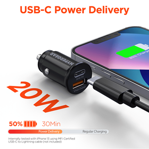 Caricabatterie da Auto Portatile 20W USB-C PD e 18W USB a Ricarica Rapida - Product Image 2