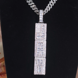 Starspire Jewels Luxury Super Bling Hip Hop Men's 925 Sterling <b>Silver</b> Emerald Cut Rhodium Plated Micro Insert VVS Moissanite - Product Image 1