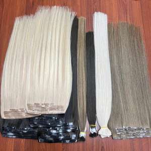 Extensions à clipser sans couture, disponibles en plusieurs couleurs - Couleur tendance du moment, provenant de cheveux vierges vietnamiens - Cheveux alignés dans le sens des cuticules - Product Image 1