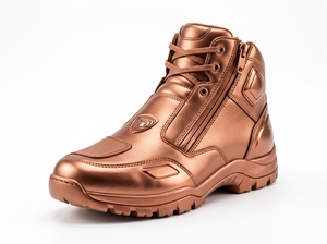 Copper Metallic High Top Lace Up Boots PU Leather Durable All Seasons Casual Wear - Product Image 1