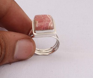Wholesale Classic Natural Rhodochrosite 925 Sterling <b>Silver</b> Square Gemstone Multi Split Band Party <b>Statement</b> <b>Ring</b> Supplier - Product Image 5