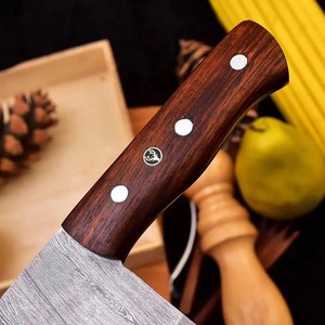 Couteau à hacher robuste en acier Damas de style serbe, forgé à la main, ambidextre, 6-7,9 pouces, manche en bois de rose, couteau OEM ODM - Product Image 3