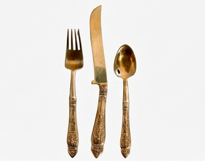 Royal Design Handle Gold Color Plated Finished Cutlery Stainless Steel <b>Flatware</b> Spoon Dishwasher Safe <b>Flatware</b> For Restaurant - Product Image 1