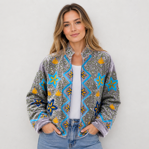 Chaqueta Bomber de Terciopelo para Mujer Tallas Grandes, Estilo Denim Bordado, Reversible, Exterior de Algodón, Ropa Casual Urbana para Adultos, ODM - Product Image 4
