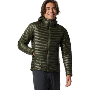 Veste d'hiver pour homme à capuche en duvet, légère, coupe-vent, décontractée, pour l'extérieur, fermeture éclair, coupe ajustée, couleur verte - Product Image 1