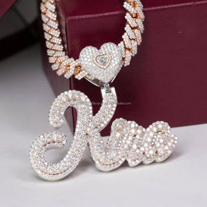 Collier Hip Hop en argent sterling 925 plaqué or rose avec pendentif personnalisé en diamant rond brillant cultivé en laboratoire Trisha Jewels - Product Image 4