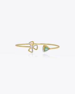 Brazalete de Oro de 14K con Diamantes Polki, Diseño Floral Elegante, Ajustable, de Alta Gama, para Mujer, Ideal para Fiestas - Product Image 1