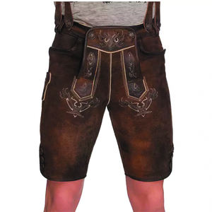 Traje de Lederhosen alpino para hombre, conjunto de ropa para Oktoberfest con pantalones cortos de cuero bordados a mano y camisa bávara Trachten - Product Image 4
