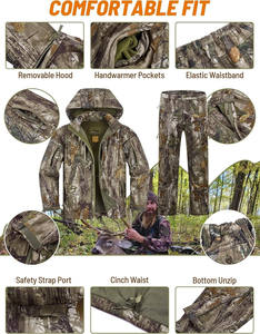 Fabricant OEM de combinaisons de chasse en Chine, camouflage tactique, tissu respirant et isolant, protection UV, pour adultes, hommes - Product Image 6