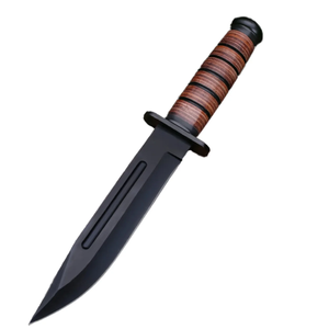 Couteau Bowie professionnel LEGACY BLADES en acier au carbone, revêtement noir, lame tranchante comme un rasoir, manche en bois, étui en cuir, OEM, camping - Product Image 1