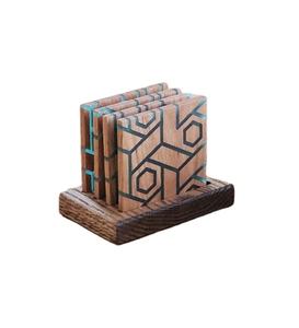 4 Pcs Résine et Bois Design Personnalisé Meilleurs Sous-verres avec Support pour Boisson Café Thé pour Bureau et Maison - Product Image 2