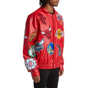 Veste universitaire en cuir véritable de qualité supérieure, sur mesure, grande taille européenne, automne-hiver, en cuir de vachette, avec broderie classique poker - Product Image 3