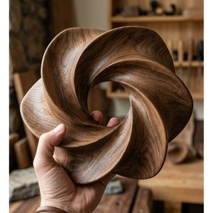 Sculpture abstraite en bois faite à la main, décoration artistique contemporaine pour table, forme irrégulière, artisanat en bois, ornement pour salon - Product Image 5