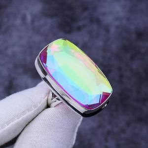 Rainbow Mystic Topaz <b>Ring</b> Octagon 925 Sterling Silver Bohemian Jewelry Handmade <b>Ring</b> For Women Wholesale - Product Image 1