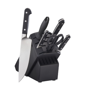 Ensemble de couteaux de cuisine noirs avec lames argentées, manches rivetés et ciseaux noirs pour la découpe quotidienne, le hachage et la préparation des aliments - Product Image 5