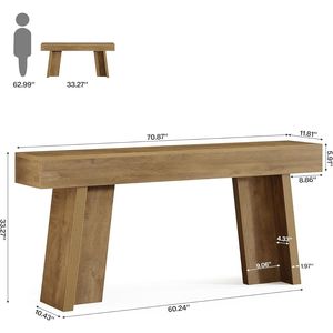 Consolle da 70,9 Pollici in Stile Rustico per Ingresso o Soggiorno, Tavolo Stretto da Posizionare Dietro il Divano - Product Image 3