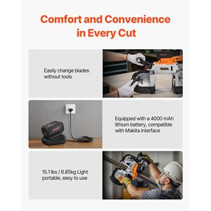 Portable 20V Band <b>Saw</b> Kit 5 Inches Deep Cut AC 110V 360W Brushless Motor 4.0 Ah Battery Cordless Compact Power <b>Saws</b> - Product Image 6