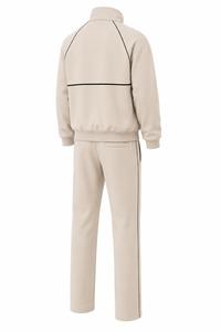 Conjunto Deportivo Unisex Beige con Media Cremallera, Manga Larga, Estilo Casual, con Bolsillos Laterales y Cierre con Cordón, Estilo Otoñal - Product Image 3