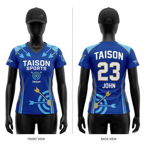 Jersey de Arquería Premium de Poliéster y Spandex de 180 GSM, Diseño con Paneles Azules y Dorados, Absorbe la Humedad, Impresión de Logotipo Personalizado por Sublimación - Product Image 6