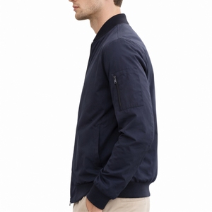 เสื้อแจ็คเก็ตบอมเบอร์สีกรมท่าสำหรับผู้ชายแบบคลาสสิกพร้อมซิปเต็มตัวน้ำหนักเบาสบายๆกันลมเสื้อแจ็คเก็ตสตรีทแวร์สำหรับผู้ชาย - Product Image 3