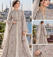 Tissu en dentelle brodée à motif floral, largeur standard, pour usage textile domestique, vêtements ethniques pour femmes, veste, lahenga, sherwani, abaya