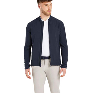 Men's <b>Navy</b> <b>Blue</b> Mandarin Collar Bomber <b>Jacket</b> Full Zip Long Sleeve Casual <b>Fleece</b> Polyester Autumn Wear - Product Image 5