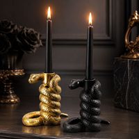 Tempat Lilin Ular Poliresin Gaya Gotik Cobra untuk Dekorasi Meja Halloween Grosir OEM Kemasan Kustom