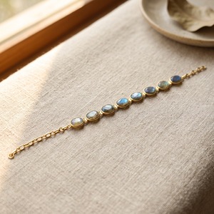 MOKU JEWELLERY สร้อยข้อมือเทนนิสหินออนิกซ์ธรรมชาติ ชุบทอง ประดับขอบรูปไข่ งานแฮนด์เมด ปรับขนาดได้ ของขวัญสไตล์คริสเตียนทันสมัย ใส่ได้ทุกวัน - Product Image 3
