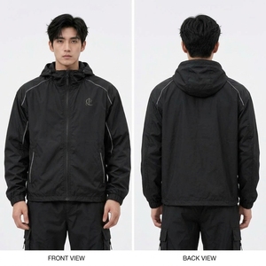 Lightweight Winter <b>Windbreaker</b> Jacket Men Waterproof Reversible <b>Beach</b> Running Custom 2026 Factory Hooded Canvas Breathable Front - Product Image 5