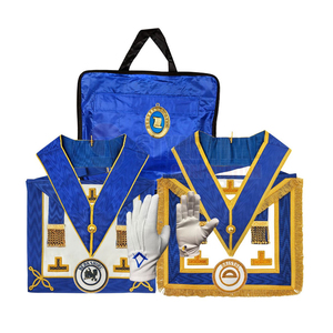 Ensemble d'étole maçonnique en cuir Rite écossais AASR 33 degrés avec étole, col et gauntlets brodés du drapeau national personnalisé à coudre - Product Image 3