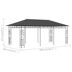 Pergola Gazebo Antracite 19.7 X 9.8 X 9 con Zanzariera - Product Image 6
