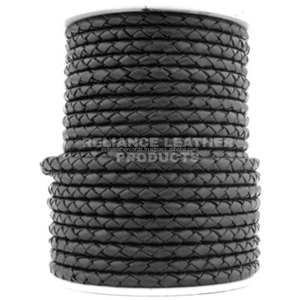 Cordon en cuir tressé rond noir mat de 3 mm, haute résistance, flexible, pour la fabrication de bijoux professionnels - Product Image 6