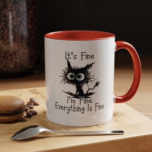 Ceramic Coffee <b>Mug</b> With Cartoon Cat Design Pink Handle White Body Screen Printed Novelty Home Use Dishwasher Safe - Product Image 3