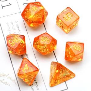 Amber Resin Polyhedral <b>Dice</b> <b>Set</b> 7pcs Gold Numbers Irregular Shape Artistic DND RPG Game <b>Dice</b> Collectible Craft - Product Image 3