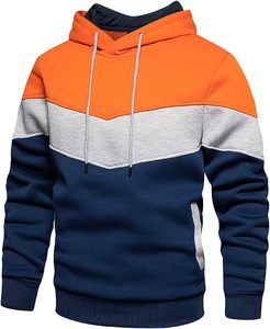 Sweat-shirt à capuche pour homme, coupe classique, mélange coton et polyester, style color block, avec poche, pour l'automne - Product Image 1
