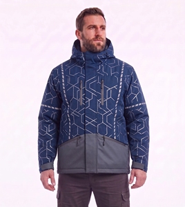 custom reflective safety <b>jacket</b> men royal blue black color block <b>hi</b> <b>vis</b> <b>orange</b> tape workwear waterproof warm winter padded coat - Product Image 5