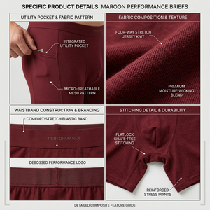 Short de compression uni bordeaux taille mi-haute élastique séchage rapide sportif longueur Bermuda tricoté Spandex Polyester athlétique entraînement S - Product Image 6