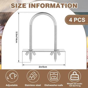 Paquete de 4 varillas de acero inoxidable de 5.5 pulgadas de largo y 2 pulgadas de ancho para asar carne, piezas de rosticería, pernos en U, herramientas para carne de cerdo y aves - Product Image 2