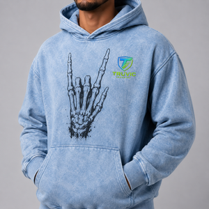 Truvic Men's Acid Wash Hoodie 100% Cotton French Terry <b>Skeleton</b> Hand Print Casual Autumn Wear Regular Fit Acid Wash <b>Hoodies</b> Men - Product Image 4