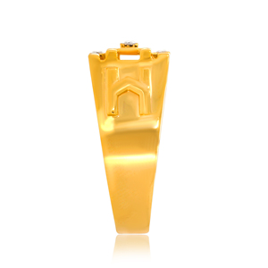 Lustrous Diamond <b>Men's</b> <b>Ring</b> Luxury Gold <b>Ring</b> <b>for</b> <b>Men</b> Pave Diamond Accents with Modern Lattice - Product Image 3