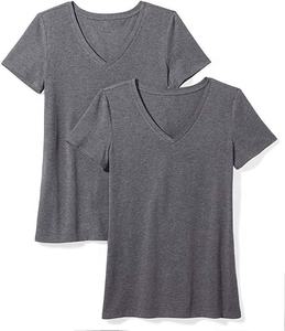Camisetas al por mayor para mujer 2026, cuello en V profundo, lisas, sin marca, transpirables, de alta calidad, 100% algodón, con logotipo personalizado OEM - Product Image 2