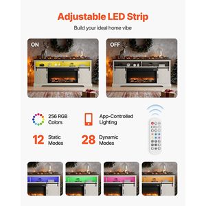 Mobile TV in Stile Rustico da 36 Pollici con Caminetto, Supporto TV per Televisori fino a 80 Pollici, Design Chic Urbano - Product Image 6