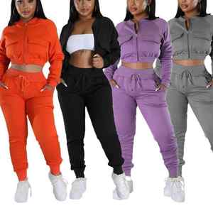 Conjuntos de 2 piezas de sudaderas con capucha y pantalones deportivos para mujer, ropa deportiva informal al por mayor, personalizada - Product Image 1