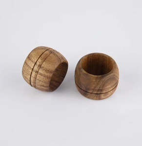 Anneaux de serviette en bois décoratifs, vaisselle élégante, anneaux de serviette de mariage classiques en bois, meilleur prix - Product Image 3