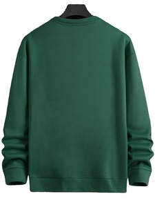 Sudadera Unisex de Moda Otoñal para Hombre, Estilo Urbano, Corte Holgado, Cuello Redondo, Forro Polar, Color Gris Claro Sólido, Larga, Antiarrugas, Suave - Product Image 3